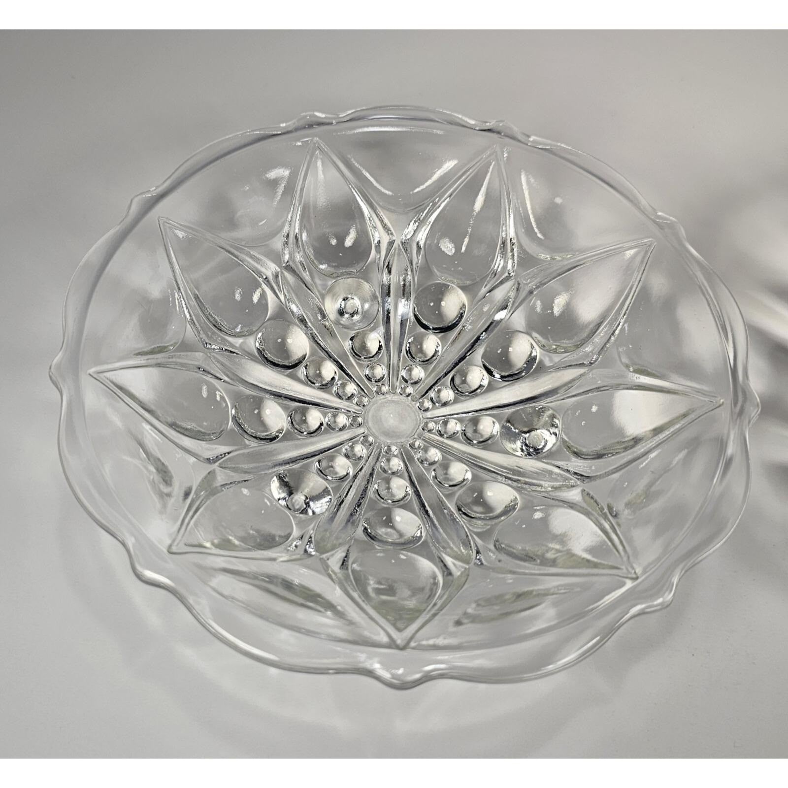 Anchor Hocking Footed Bowl Set Teardrop Dot 1960s Glass