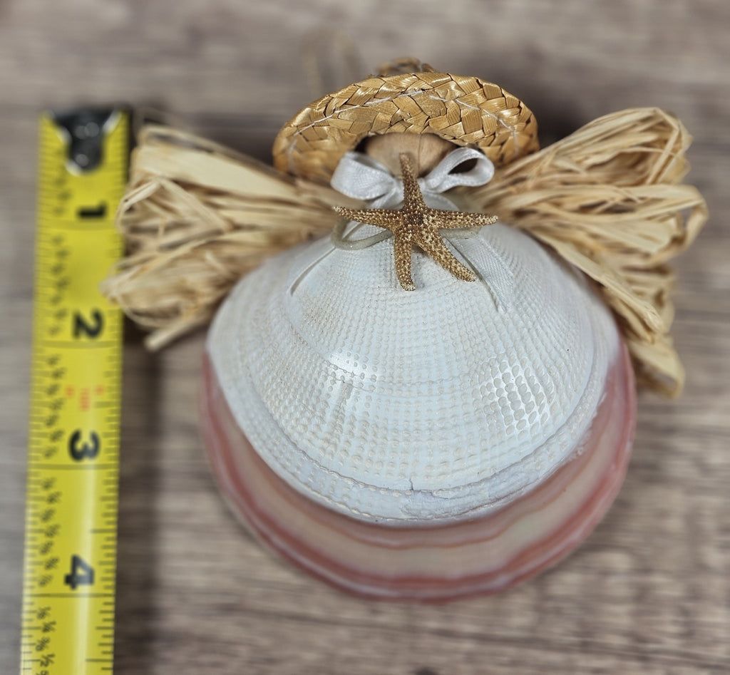 3x4 Sea Shell Angel Ornament with Starfish ~ Coastal Beach Christmas Decor