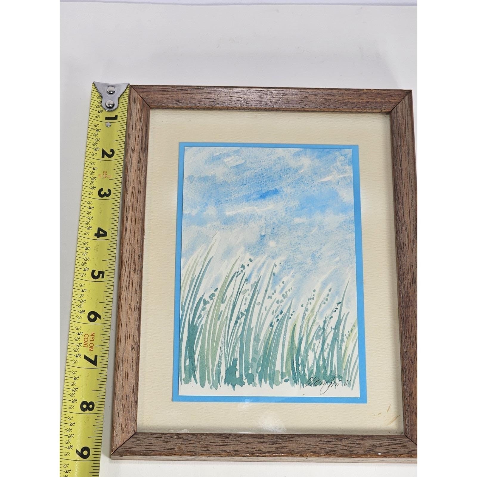 Vintage Framed Watercolor Landscape Signed Rustic Nature Painting