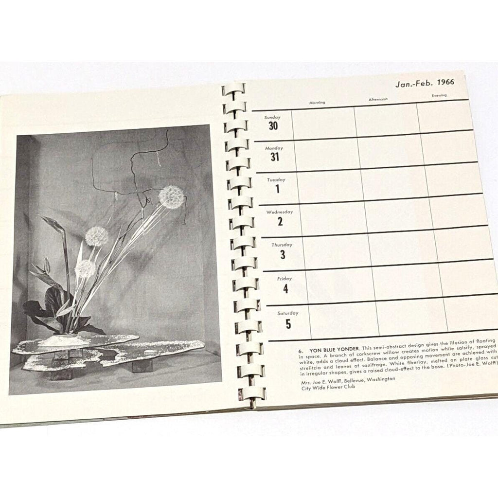 Flower Arrangement Garden Calendar 1966 Spiral Boxed Vintage