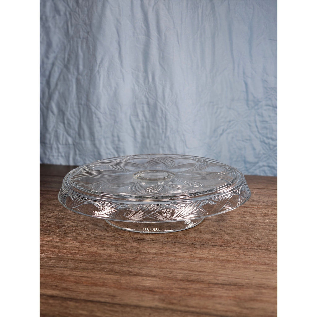 Vintage Pressed Glass Reversible Food Display Stand with Dip Bowl 11"