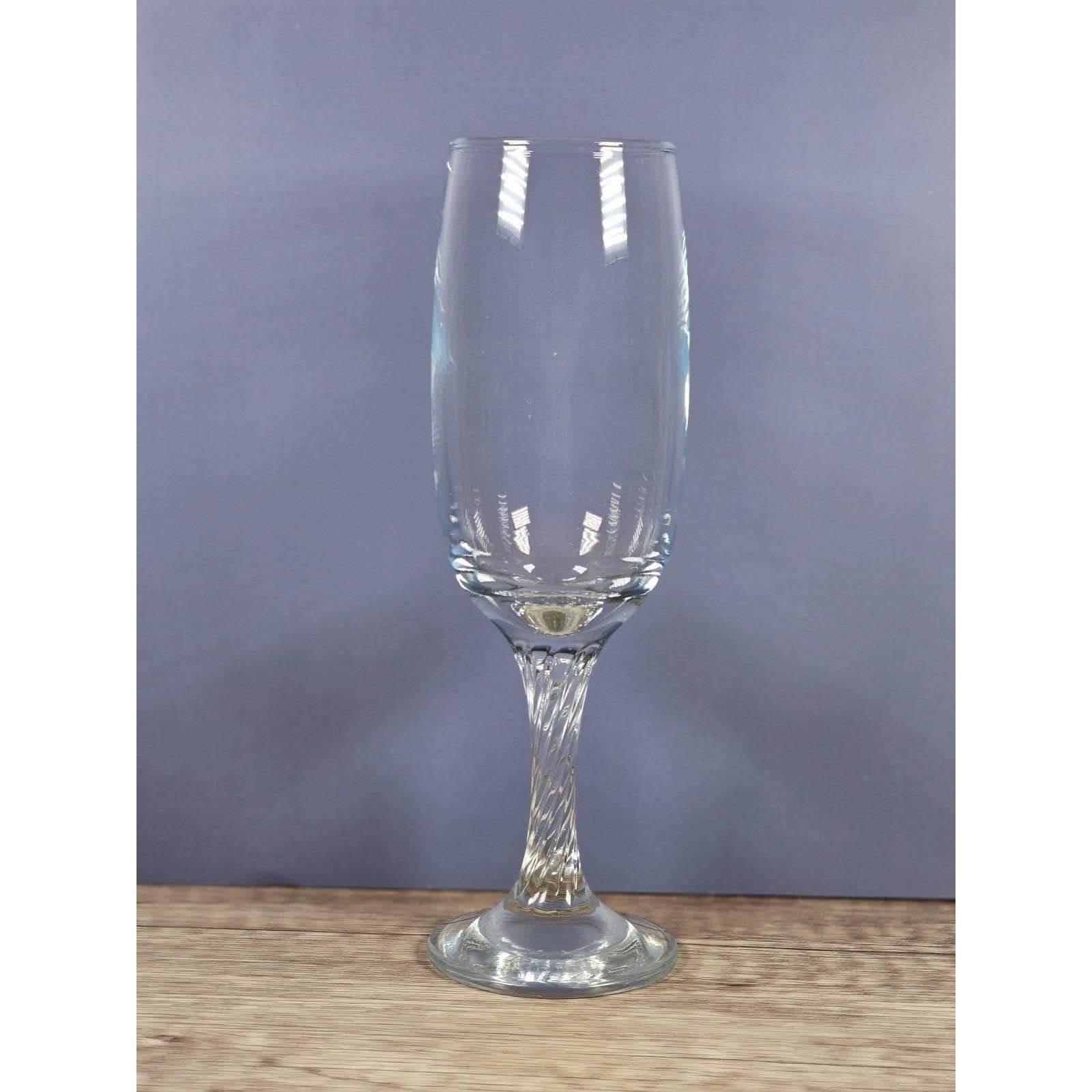 Vintage Champagne Flute Twisted Stem Clear Glass Fluted Bowl Barware