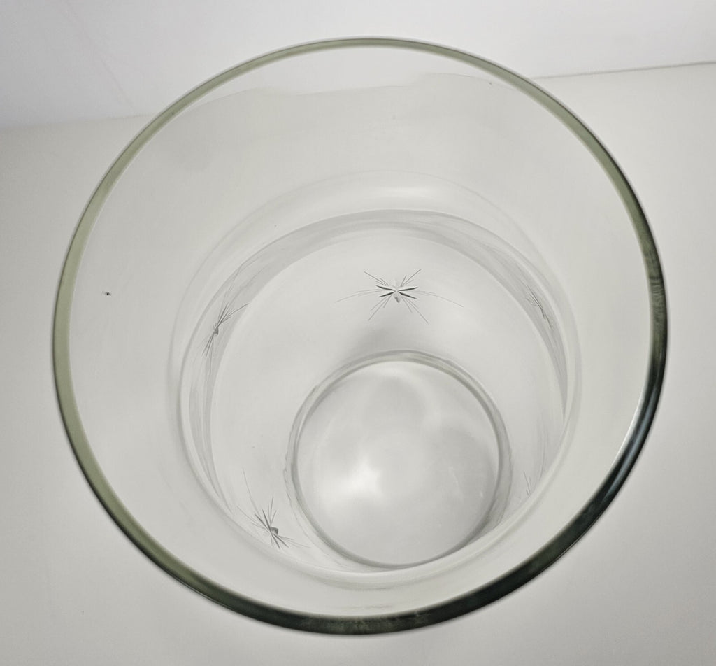 15″ Clear Glass Hurricane Vase – Starburst Etch Design, Tall Centerpiece