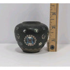 Vintage Cloisonne Mini Vase Black Floral Enamel 2.5" Collectible