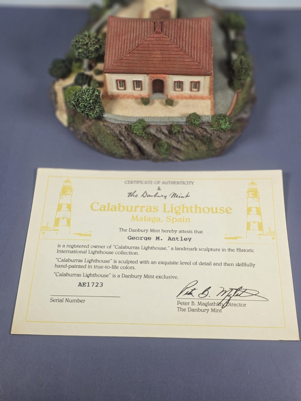Danbury Mint Calaburras Lighthouse Spain Historic International Lighthouses