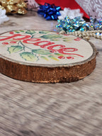 Peace Holly Berry Wood Slice Christmas Ornament By Pier 1