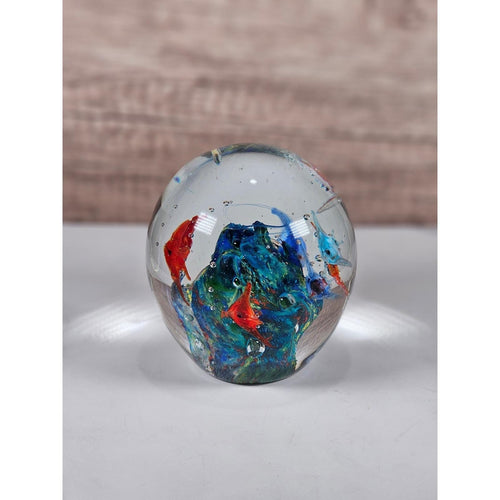 Dynasty Gallery Glass Paperweight Ocean Swirl Art Glass