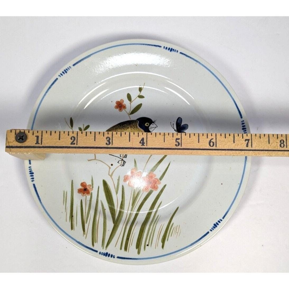 Fitz Floyd Oiseau Salad Plate Finch Dragonfly 7 Inch