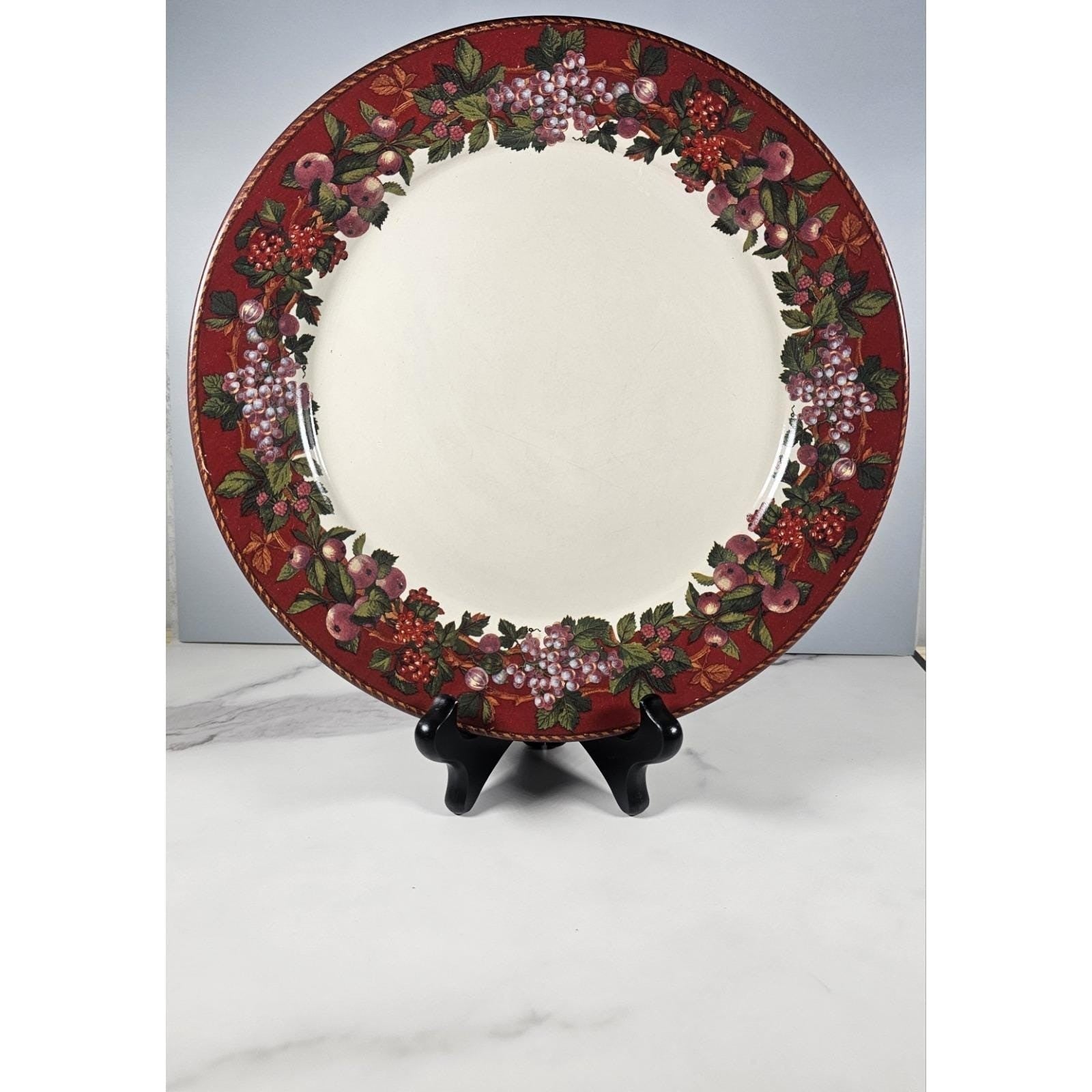 Raymond Waites Cornucopia 10.5″ Vintage Dinner Plate — Fruit Motif Porcelain