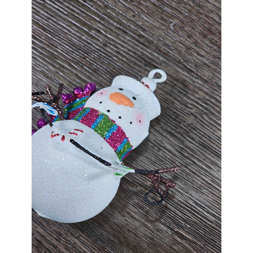 Glitter Snowman Christmas Ornament Candy Cane Garland Holiday Decor