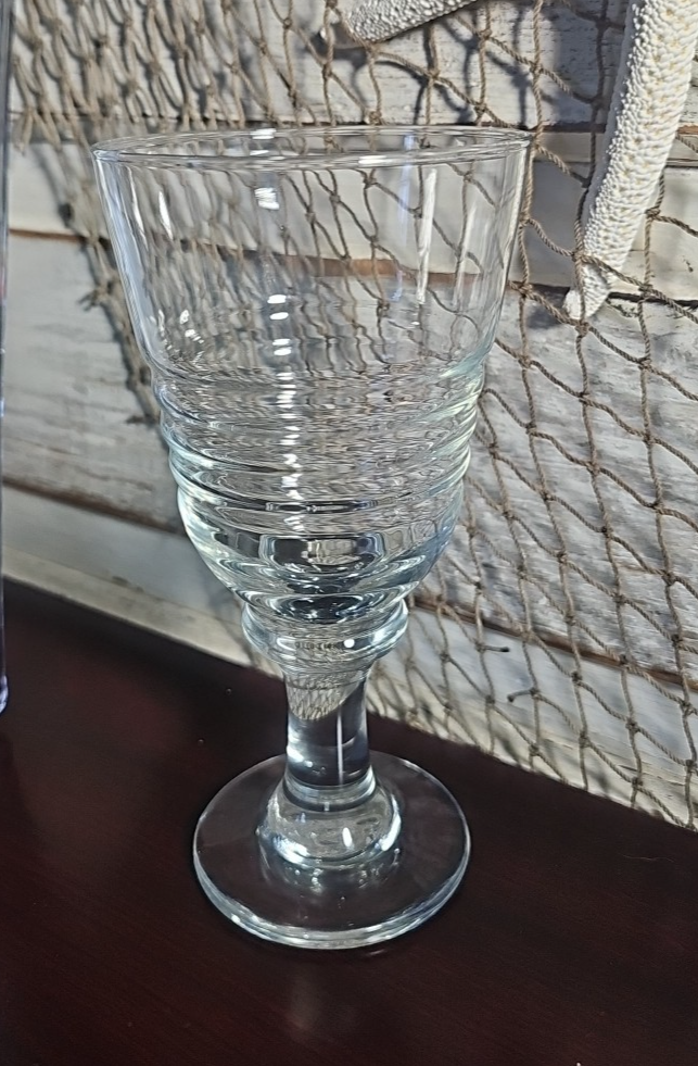 Libbey Sirrus Clear Water Goblet 7 3/8″ Tall Ribbed Stemware Glass