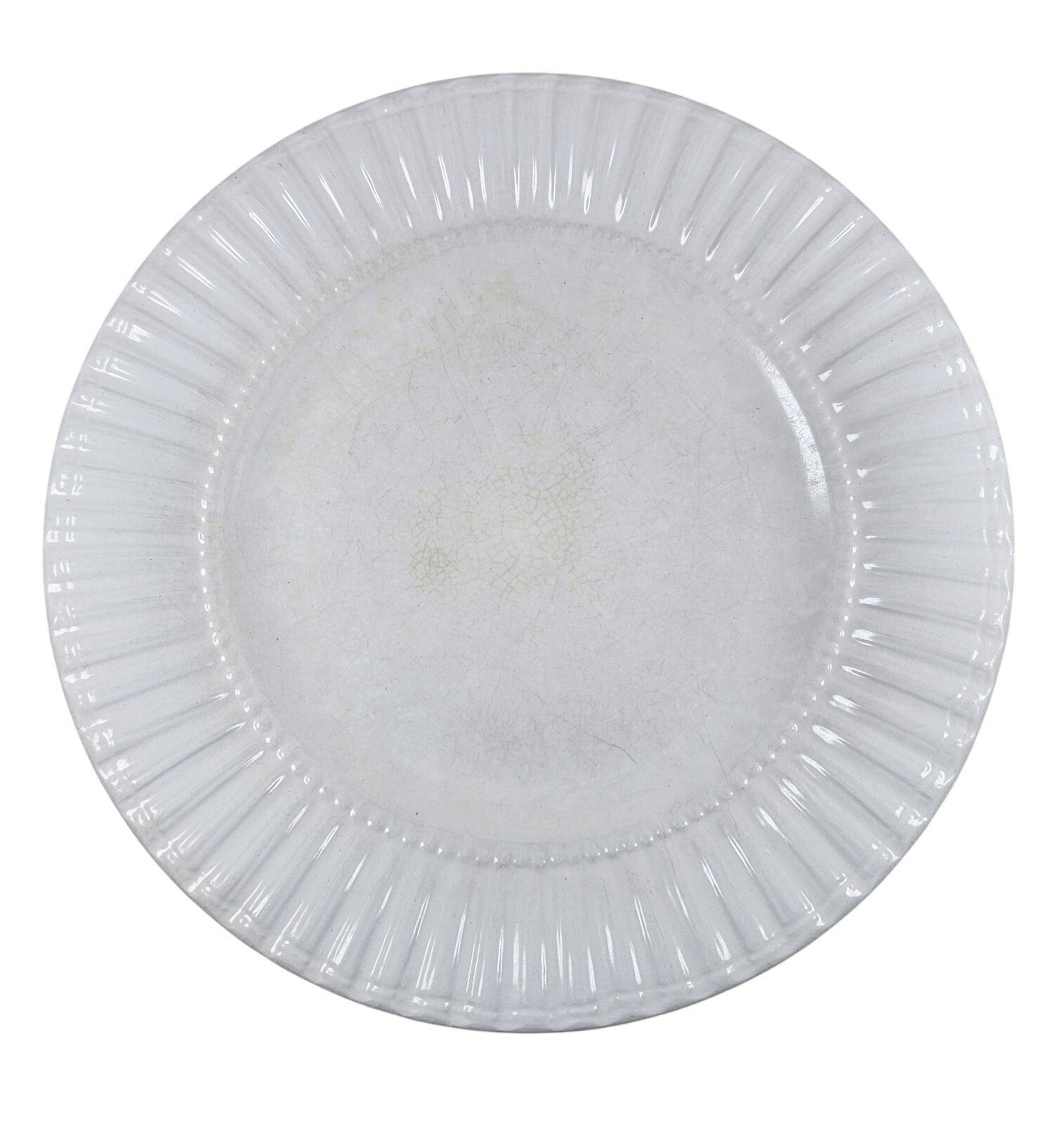 Set Of 6 White Embossed Dinner Plates Thomson Pottery 10.75 Inch Ceramic