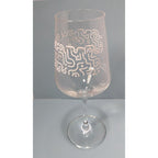 Flying Machine Brewing Wine Glass Etched Clear 9 Inch