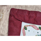Handmade Quilted Bear Ornament Stocking Burgundy Christmas Decor