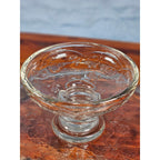 Vintage Clear Glass Cake Stand Floral Embossed Pedestal Dessert Plate