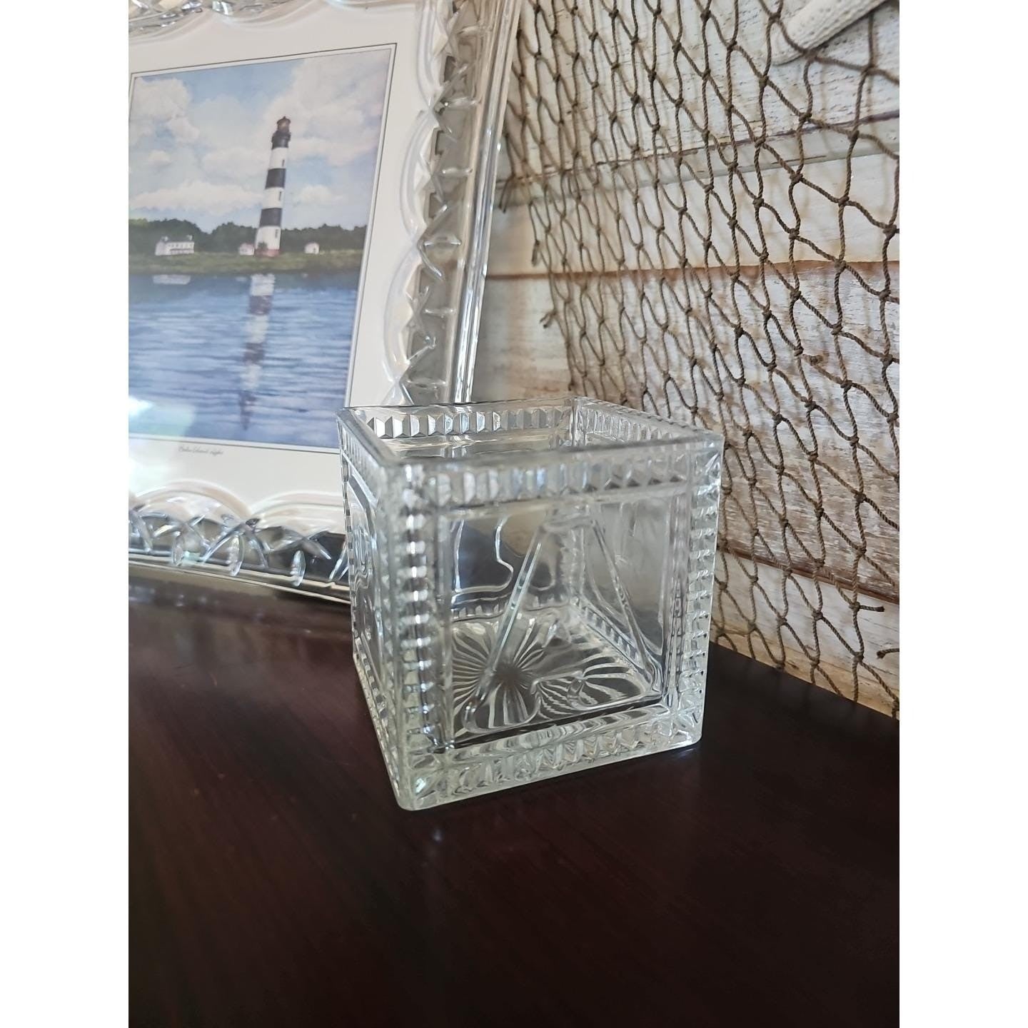 Vintage Mikasa Crystal Baby Keepsake Box BABY Glass Memory Box