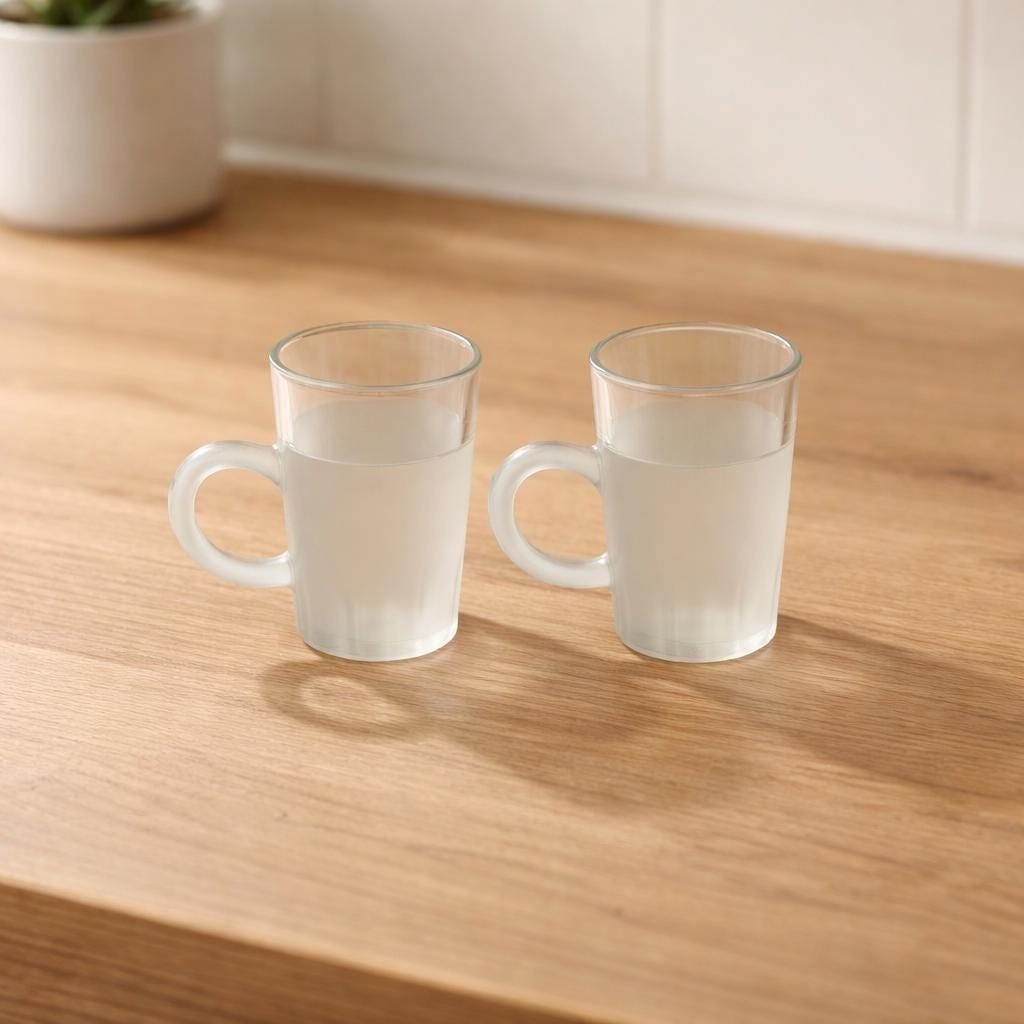 Vintage Frosted Espresso Shot Glasses With Handles Set of 2
