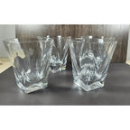 Vintage Lead Crystal Whiskey Glasses Set of 4 Square Base