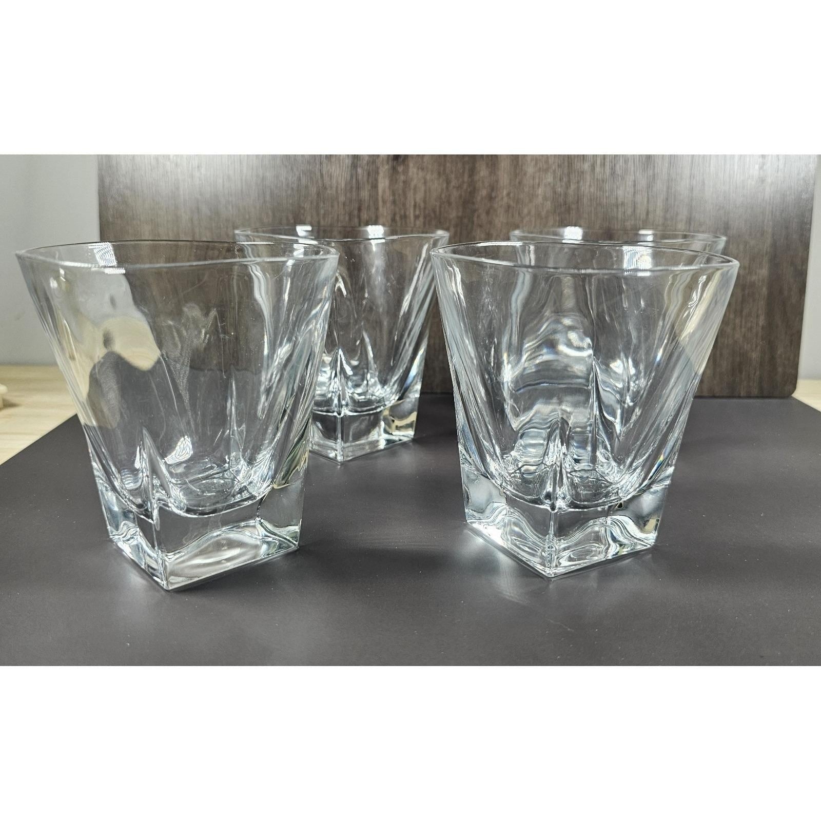 Vintage Lead Crystal Whiskey Glasses Set of 4 Square Base