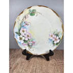 Vintage H & Co Bavaria Dogwood Plate Hand Painted Porcelain Gold Trim