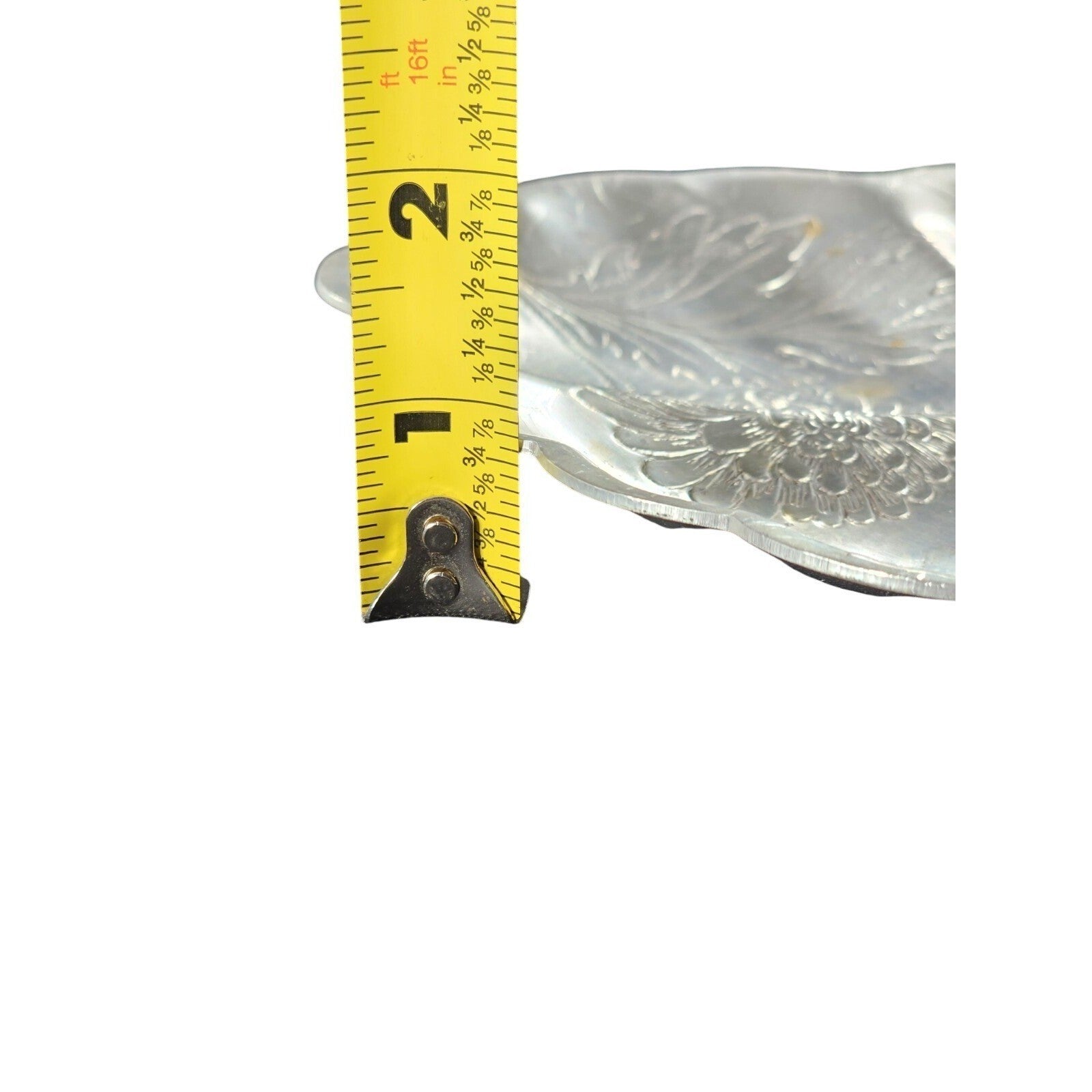 Vintage Etched Aluminum Oval Sectioned Tray By Forman For Family 9.5" Floral Des