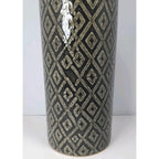 Vintage Black White Diamond Glass Vase Tall 15.6" Geometric Pattern