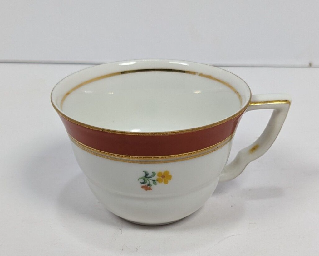 Floral Design Condol Saucer And Tea Cup With Gold Trim