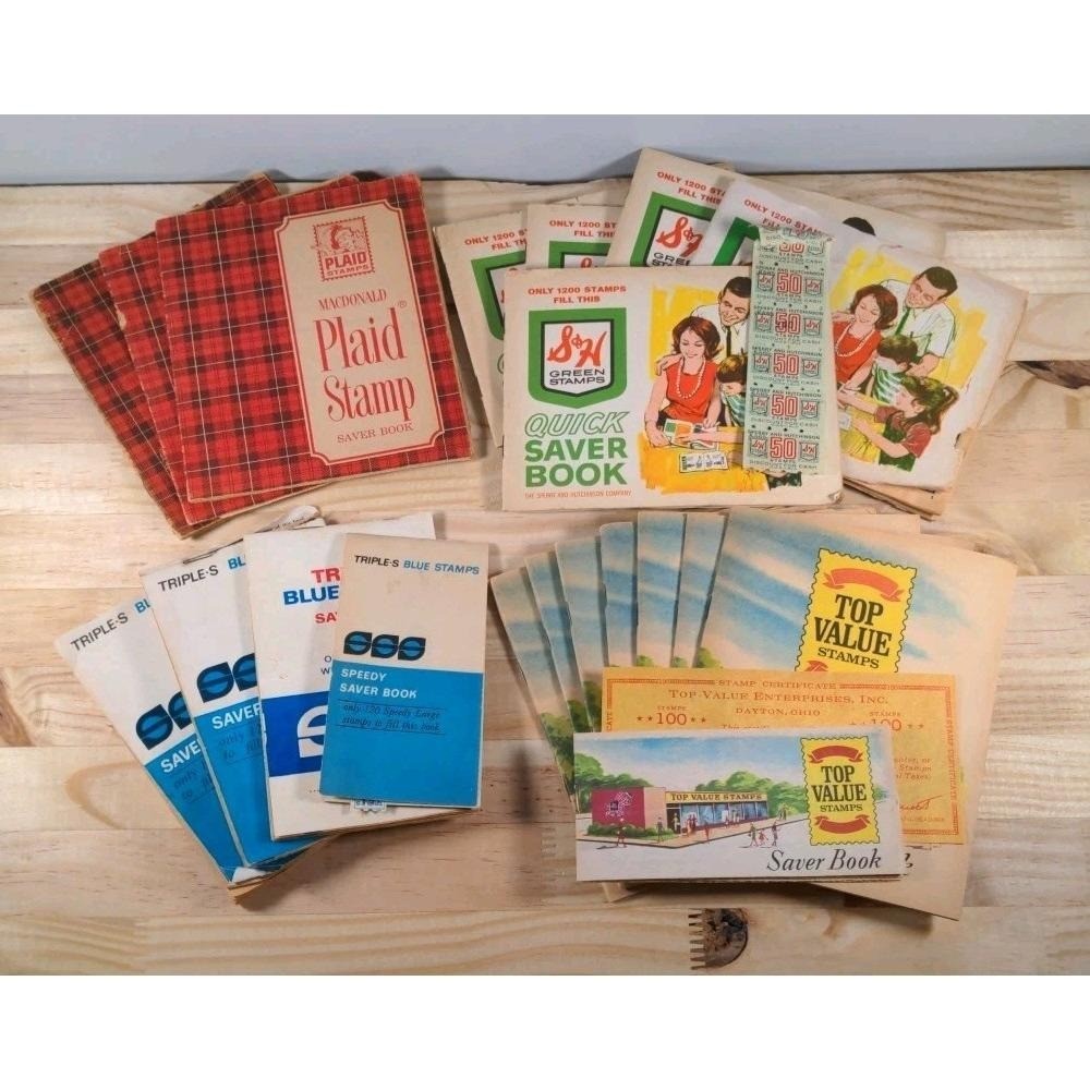 Vintage S&H Green Stamp Books Lot MacDonald Plaid 20 Books