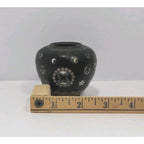 Vintage Cloisonne Mini Vase Black Floral Enamel 2.5" Collectible