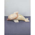 Hand Carved Onyx Dolphin Figurine Natural Stone Dolphin Statue Ocean Decor