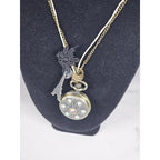 Vintage Long Necklace Pocket Watch Locket Pendant Eiffel Tower Charm