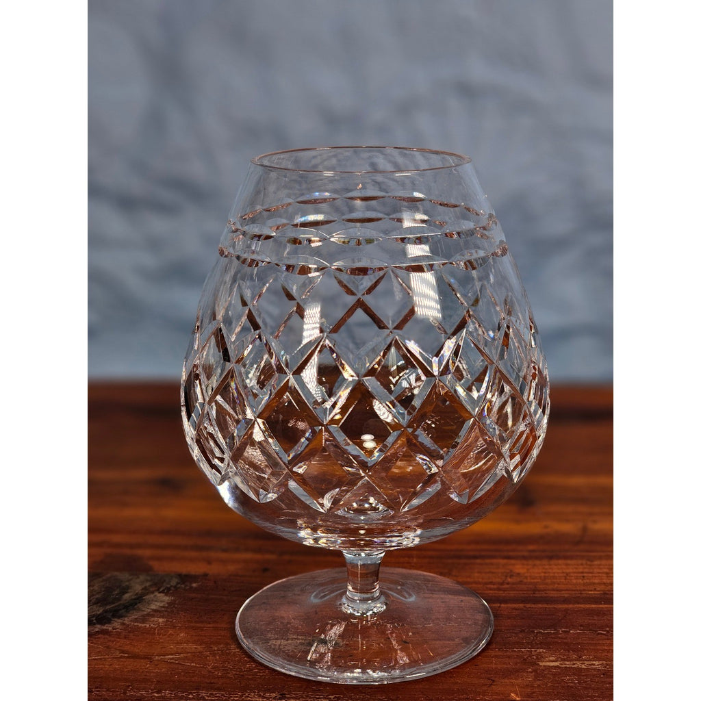 Vintage Crystal Brandy Snifter Diamond Cut Cognac Glass Stemmed