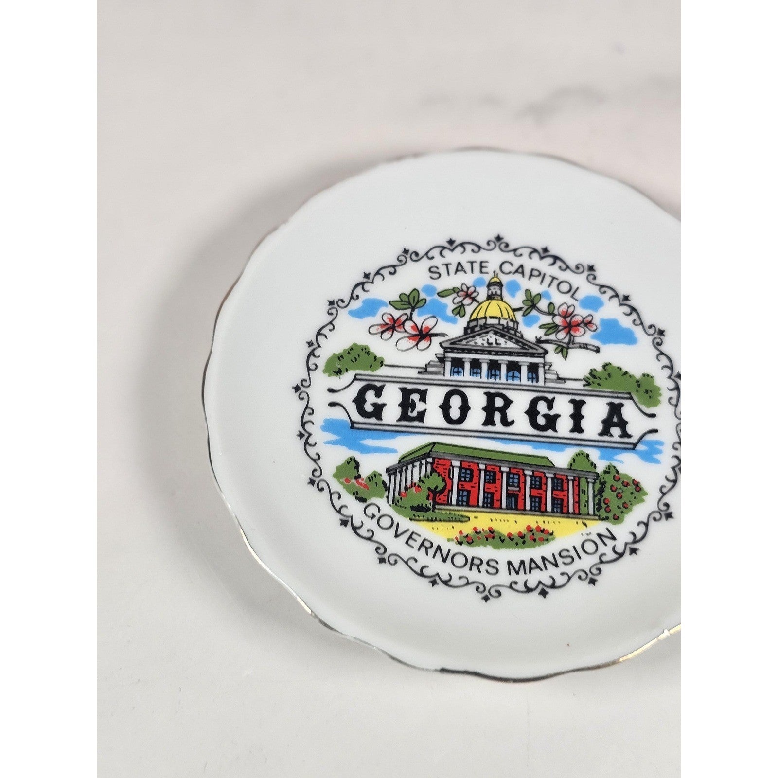 Vintage Georgia Souvenir Plate Mini Capitol Governor Mansion 3.5"