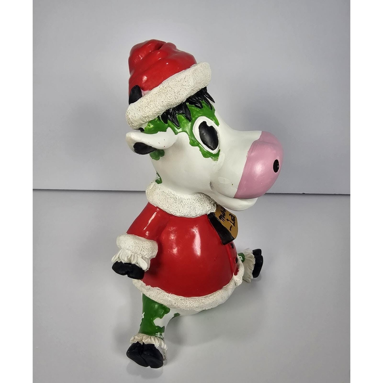 Vintage Christmas Cow Piggy Bank Moola the Cash Cow Holiday Decor