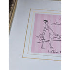 Vintage Paris Eiffel Tower Art Print Framed 13x13 French Poodle Illustration