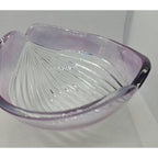 Vintage Ribbed Glass Bowl Purple Satin Edge Serving Dish