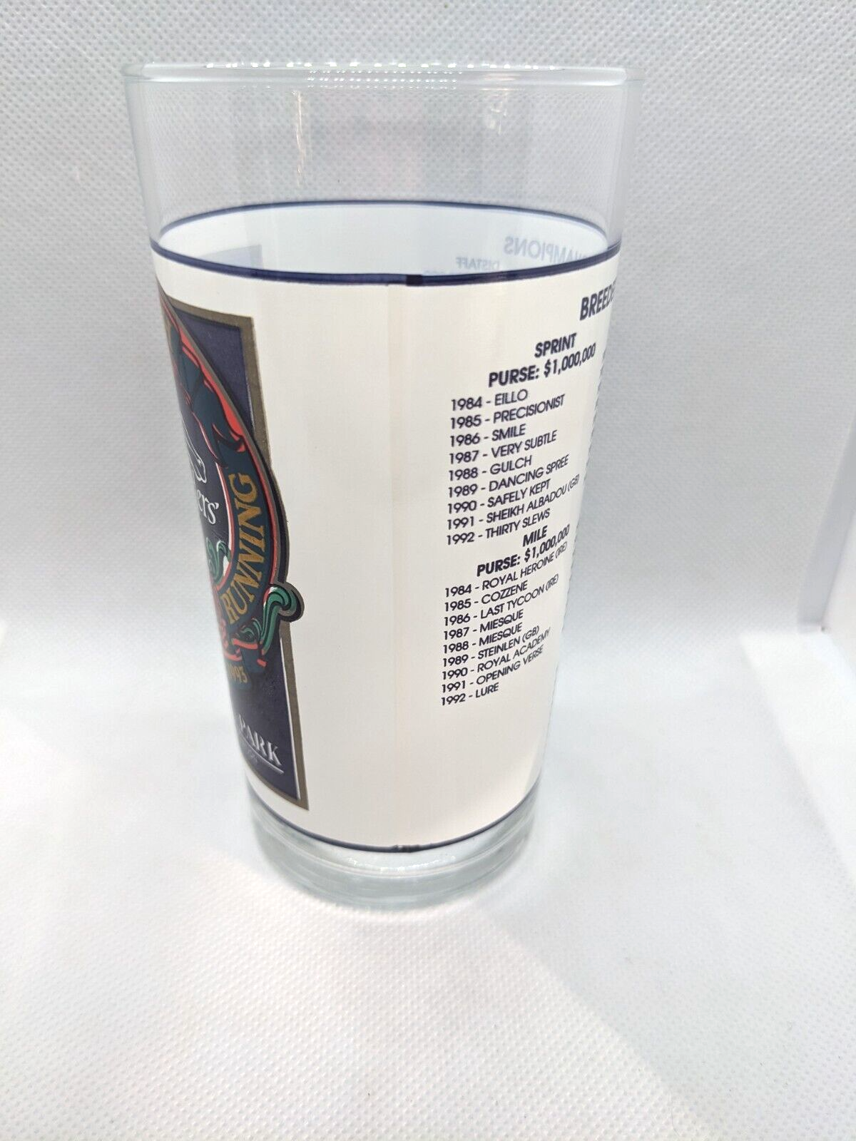Vintage Breeders' Cup 1993 Santa Anita Park Racing Glass by Libbey