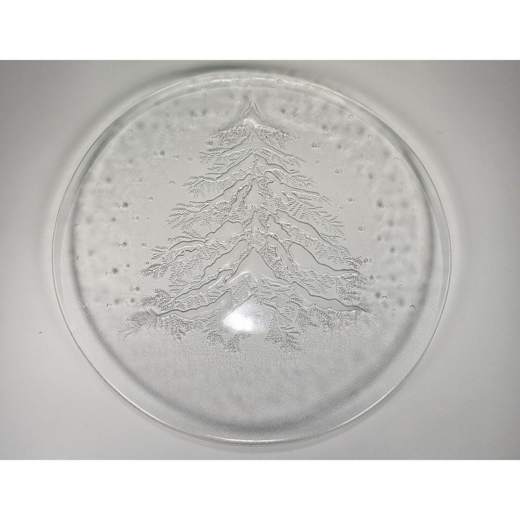 Vintage Crystal Christmas Tree Platter 12.75" Italy Holiday Serving Tray