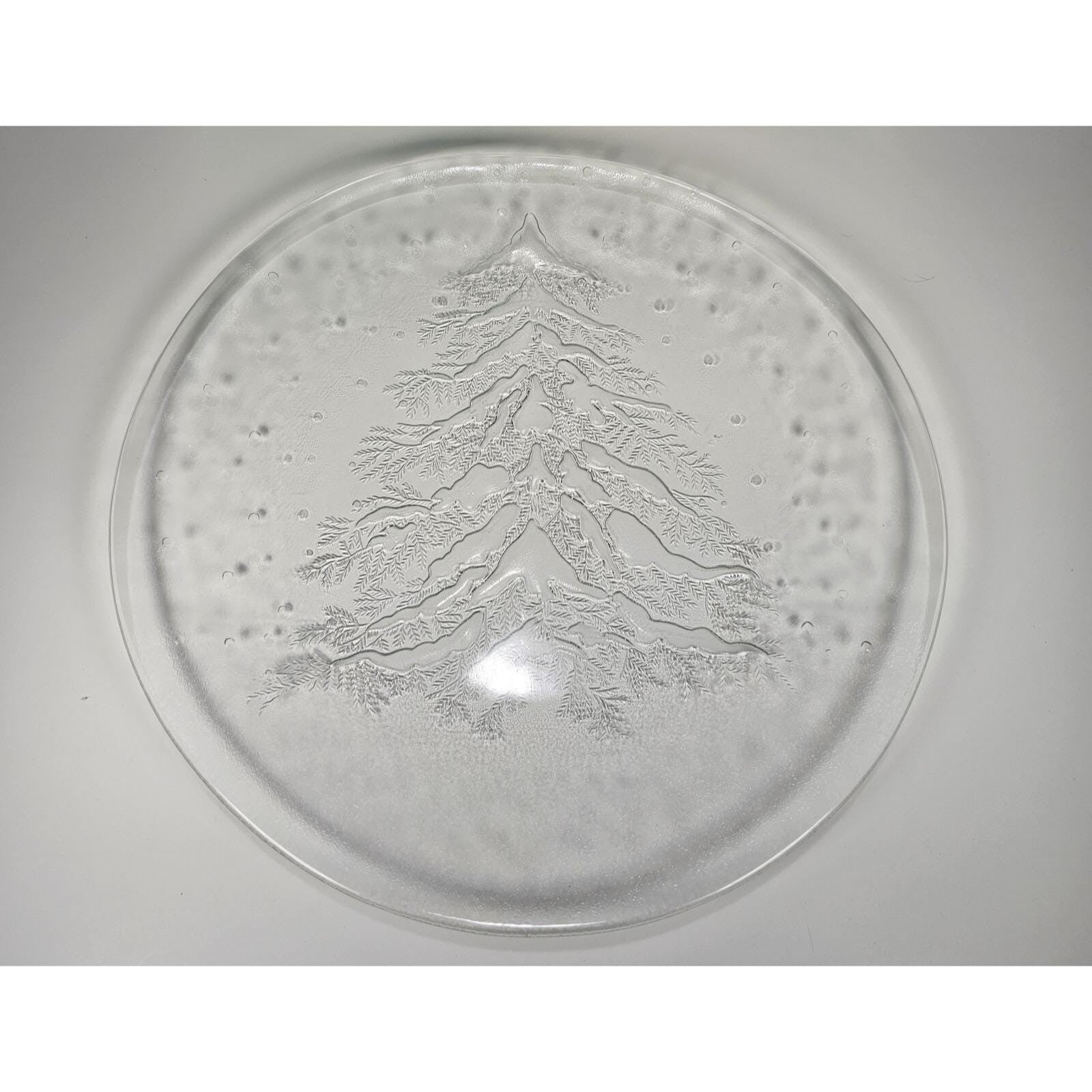 Vintage Crystal Christmas Tree Platter 12.75" Italy Holiday Serving Tray