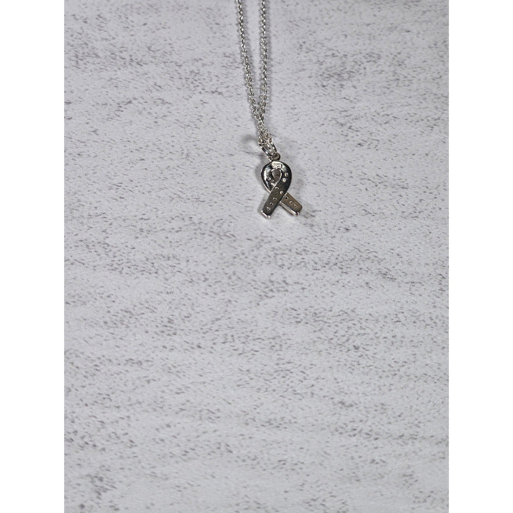 Vintage Sterling Silver Ribbon Pendant Necklace Small Charm