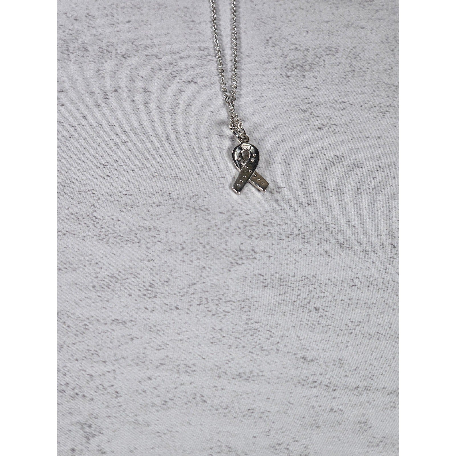 Vintage Sterling Silver Ribbon Pendant Necklace Small Charm