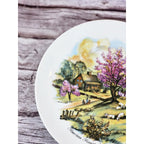 Vintage Currier & Ives Style Pastoral Plate Spring Farm Scene Japan 6.5"