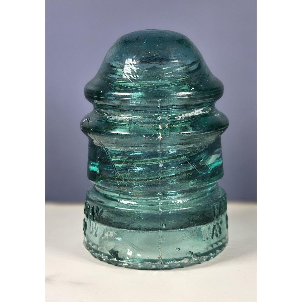 Vintage Hemingray No 12 Glass Insulator Aqua Blue 1893 Patent