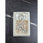 Vintage Rosary Necklace & Heart Pin Set with Case Religious