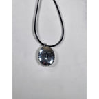 Vintage Blue Madonna Pendant Necklace with Cross Back