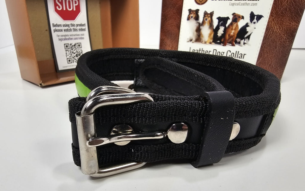 Logical Leather  Dog Collar Size Medium Green