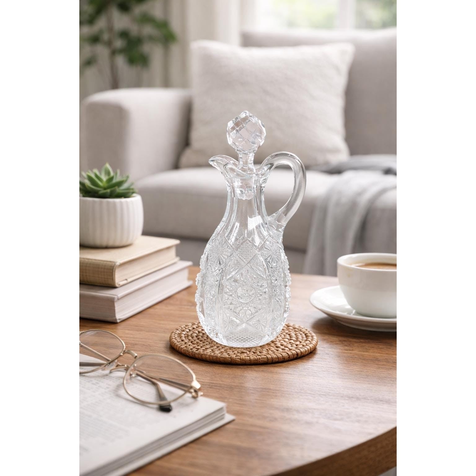 Vintage EAPG Imperial Glass Cruet Octagon Bellaire 7" – Damaged Stopper