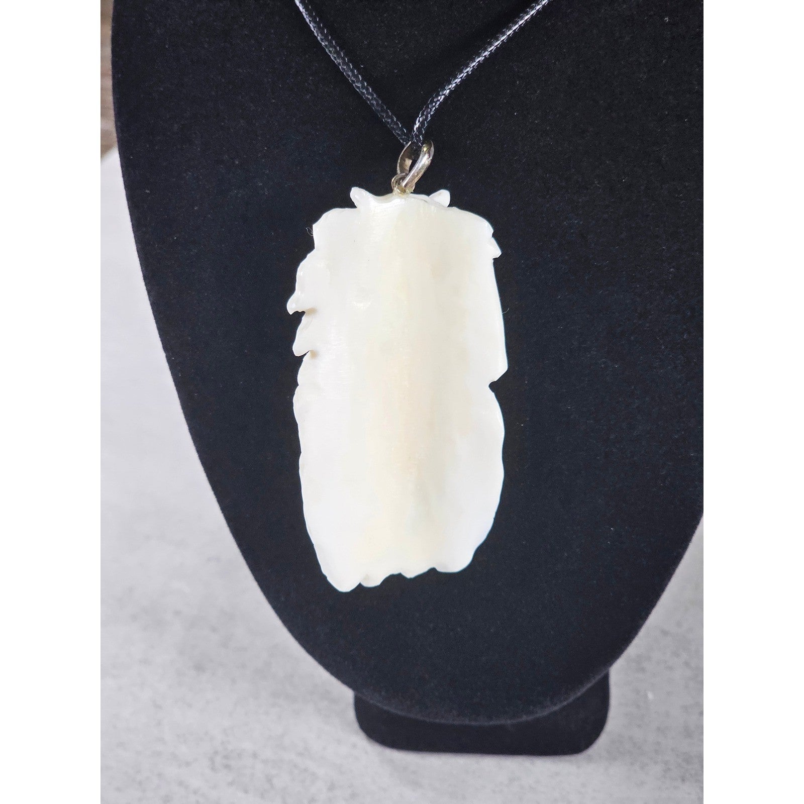 Vintage Carved Horse & Female Pendant Necklace Purple Stone