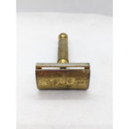 Vintage STAR Gold Tone Safety Razor Textured Handle