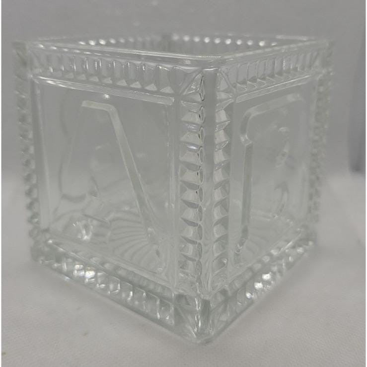 Vintage Mikasa Crystal Baby Keepsake Box BABY Glass Memory Box